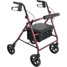 Deluxe Aluminum Rollator 8  Wheels Burgundy