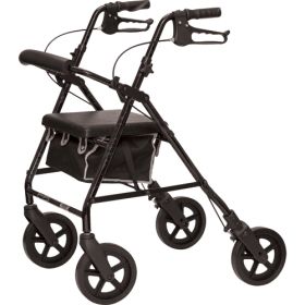 Deluxe Aluminum Rollator  Black  8  Wheels